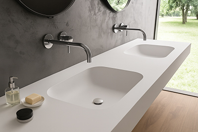 Столешницы из акрилового камня в ванную