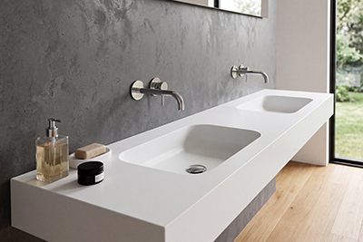 Столешницы из акрилового камня в ванную